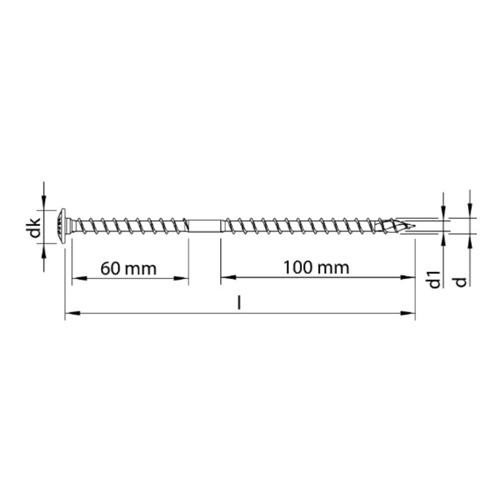 HECO-TOPIX-plus T Solar A2 8,0 x 180, Tellerkopf, T-Drive, UK-Gewinde, blank, gleitbeschichtet