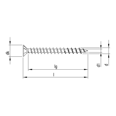 HECO-UNIX-plus 4,5 x 16, tête fraisée, Pozi-Drive, FT, A2K, 1000 pcs.