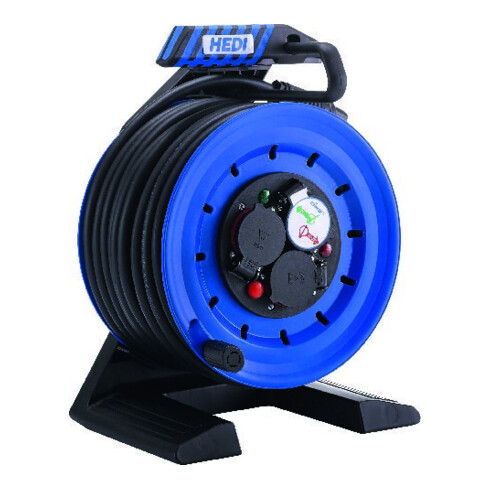 HEDI Enrouleur de câble tout plastique 30m prise type E H07RN-F 3G2,5