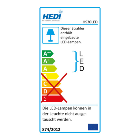 HEDI Faretto LED "Comfort" in cornice, 50 Watt