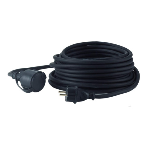 Hedi Rallonge de câble, 10 m H07RN-F 3G1.5, noir, IP 44