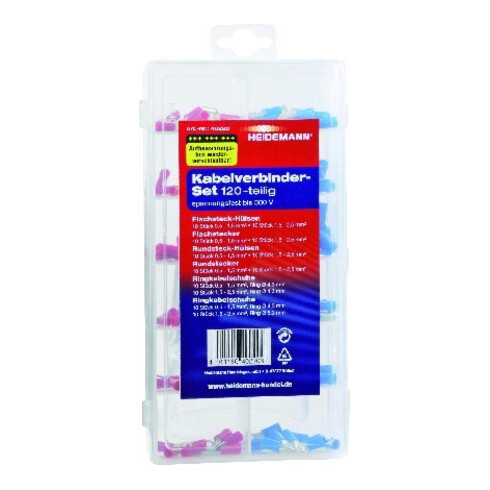 HEIDEMANN Set de connecteurs de câble 120 pièces, boîte, réutilisable
