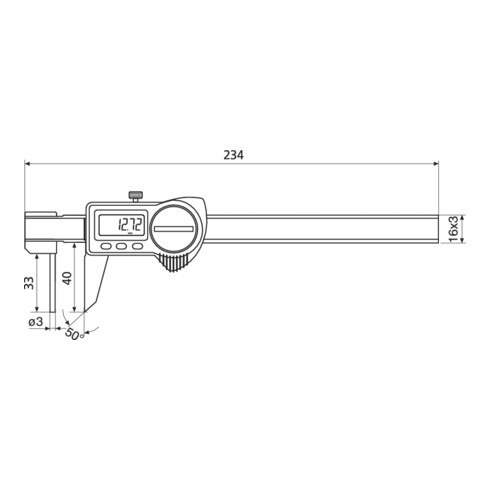 Helios-Preisser Dig. Tsch-Wandstärkenmess schieber IP67, 150x40 mm