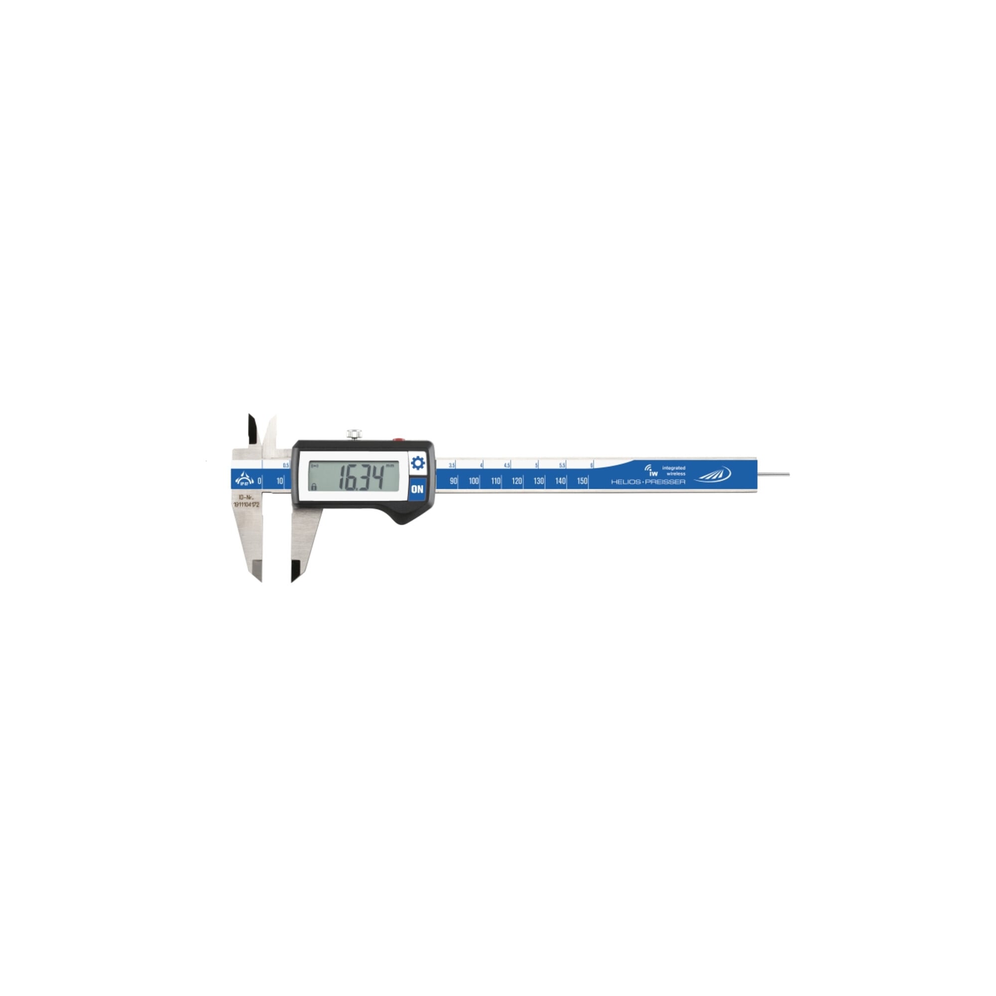 Helios Preisser Digitaler Taschenmessschieber IP 67 rundes Tiefenmaß 150 x 40 mm IW ; Helios-Preisser