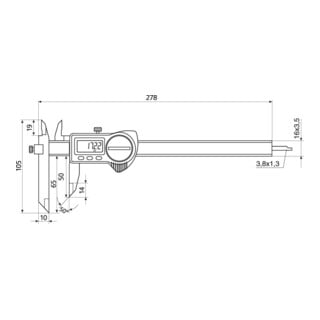 Helios-Preisser Digitaler Tiefenmessschieber IP67, 200 mm verschieb. Schienenschn