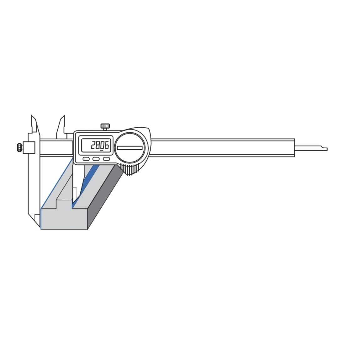 Helios-Preisser Digitaler Tiefenmessschieber IP67, 200 mm verschieb. Schienenschn