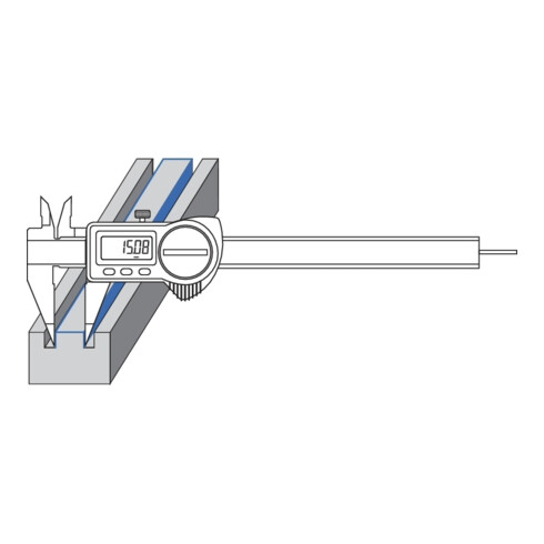 Helios-Preisser Digitaler Tiefenmessschieber IP67, feine Messspitzen, 150x40 mm