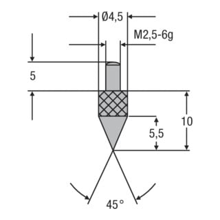 Helios-Preisser HM insert de mesure pointe 2,5 mm, 45G