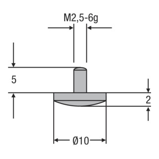 Helios-Preisser HM-Messeinsatz M2,5mm 0,0 mm ballig