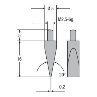 Helios-Preisser HM-Messeinsatz M2,5mm 20G Keilform Fläche 0,2mm