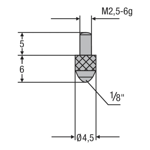 Helios-Preisser HM-Messeinsatz M2,5mm Kugeleinsatz 1/8