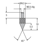 Helios-Preisser HM-Messeinsatz M2,5mm Spitze, 45G