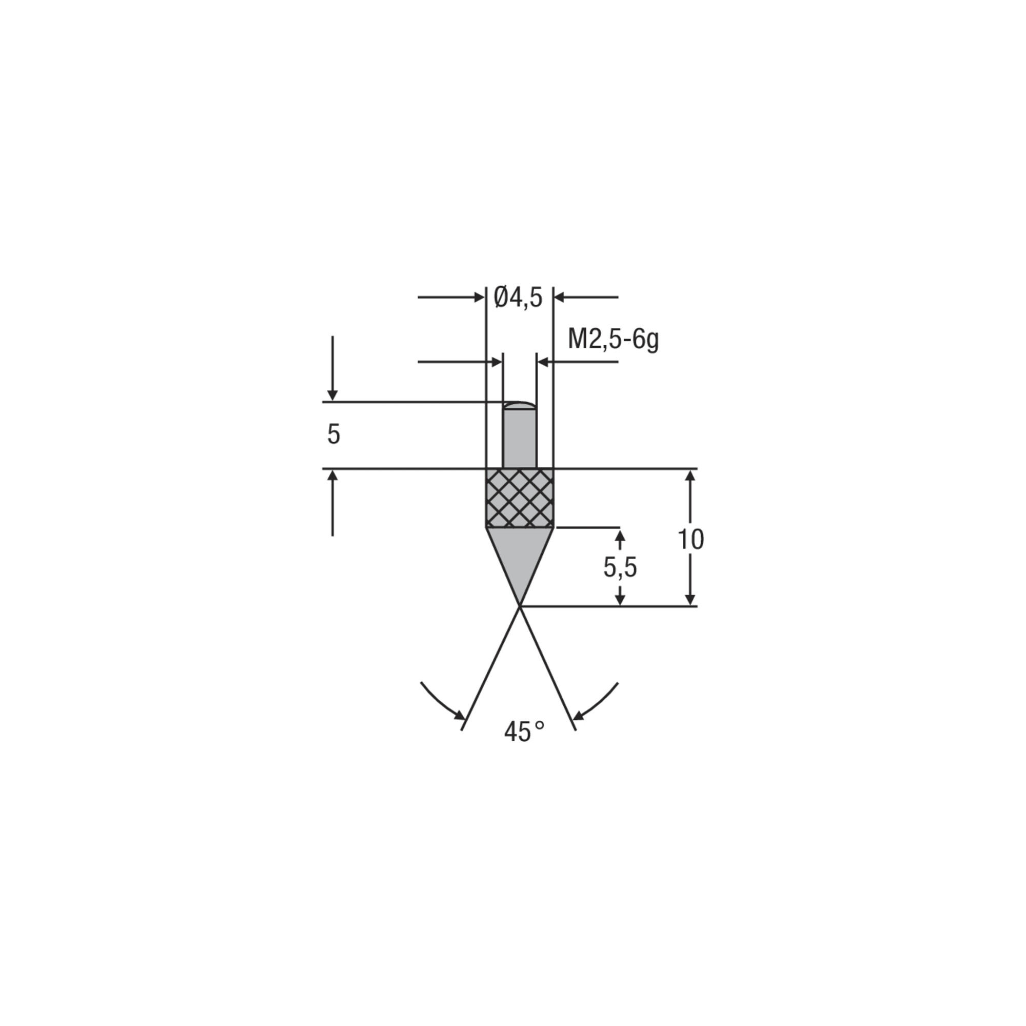 Helios-Preisser HM-Messeinsatz M2,5mm Spitze, 45G