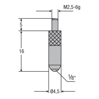 Helios-Preisser Insert de foire M2,5mm boule 1/8", longueur 16 mm
