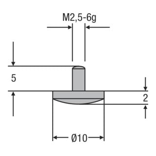 Helios-Preisser Messeinsatz M2,5mm 10,0 mm ballig