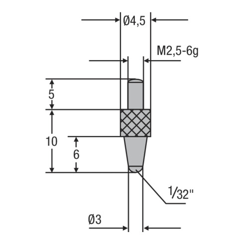 Helios-Preisser Messeinsatz M2,5mm Kugel- einsatz 1/32