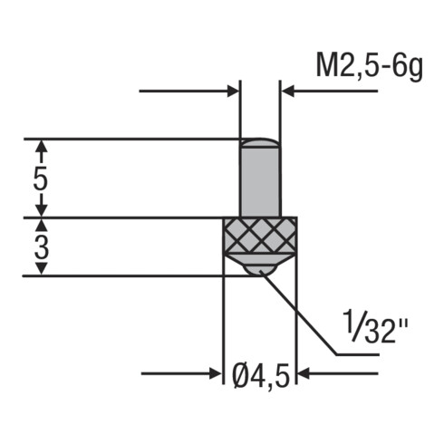 Helios-Preisser Messeinsatz M2,5mm Kugel- einsatz 1/32