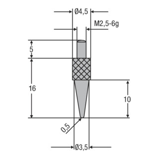 Helios-Preisser Messeinsatz M2,5mm Spitze Radius 0,5 mm