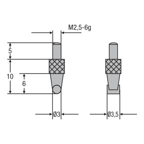 Helios-Preisser Messeinsatz M2,5mm Zyl- inder Länge 3,5 mm 2,0 mm