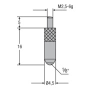 Helios-Preisser Rubin-Messeinsatz M2,5mm Kugeleinsatz 1/8", L 16mm