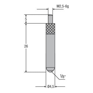 Helios-Preisser Saphir insert de foire M2,5mm bille 1/8", L 26mm