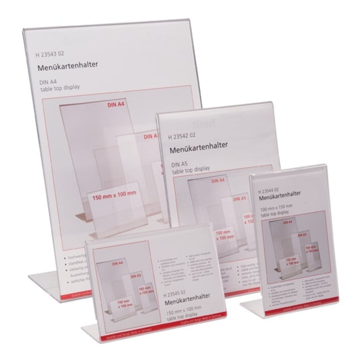helit Tischaufsteller f.Format 150x100mm quer Acryl transparent