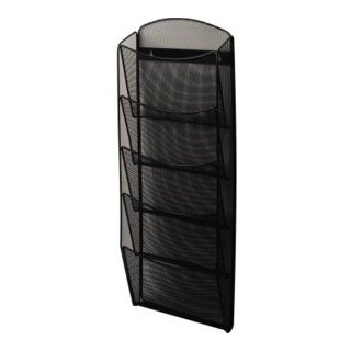 helit Wand-Prospekthalter Mesh H6260095 DIN A4 5Fächer Stahl sw