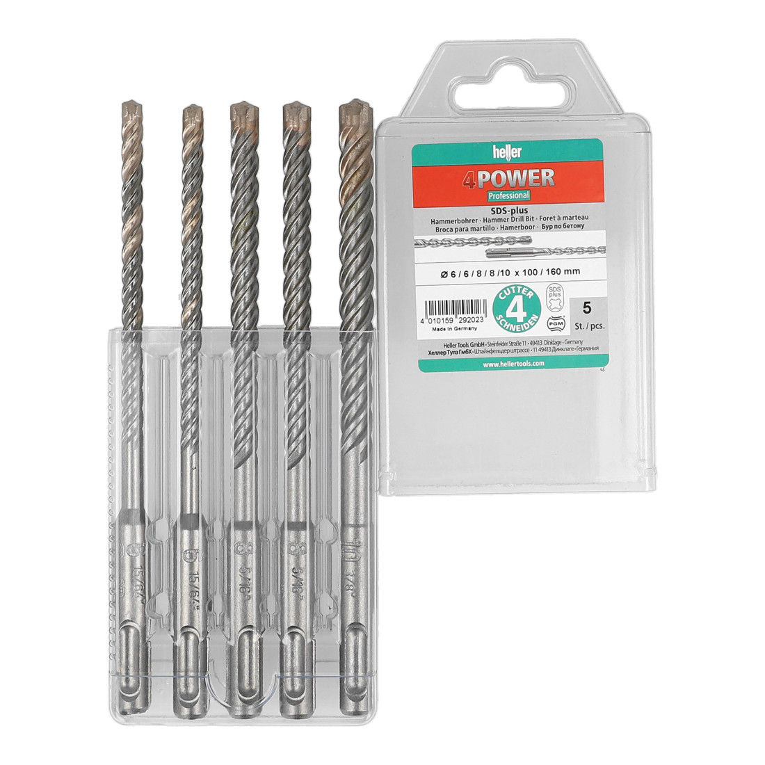 Heller 4POWER SDS-plus Hammerbohrer, set 5-tlg. Durchmesser 6/6/8/8/10