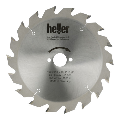 Heller Akku-Handkreissägeblatt 165 x 1,8 x 20 x 18 x W