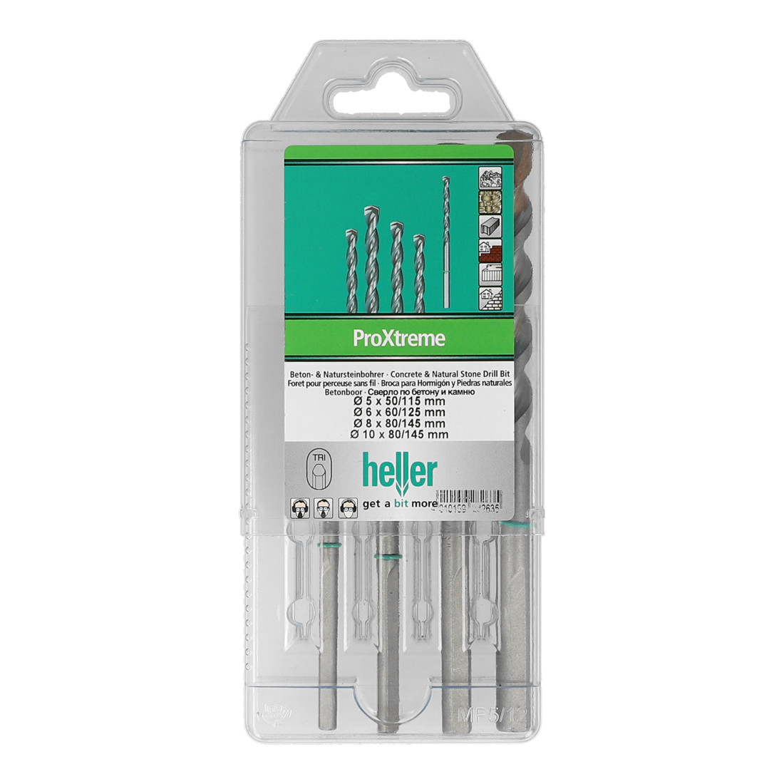 Heller ProXtreme Beton-& Natursteinbohrer, Satz 4-tlg. Durchmesser 5/6/8/10