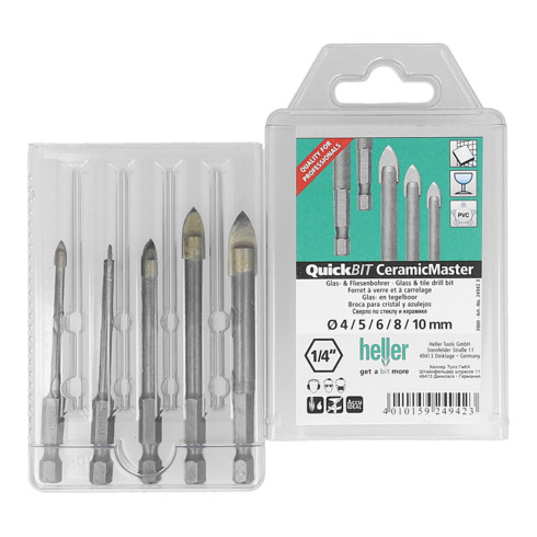 Heller QuickBit CeramicMaster, codolo esagonale ¼", Ø 4,5,6,8 e 10mm