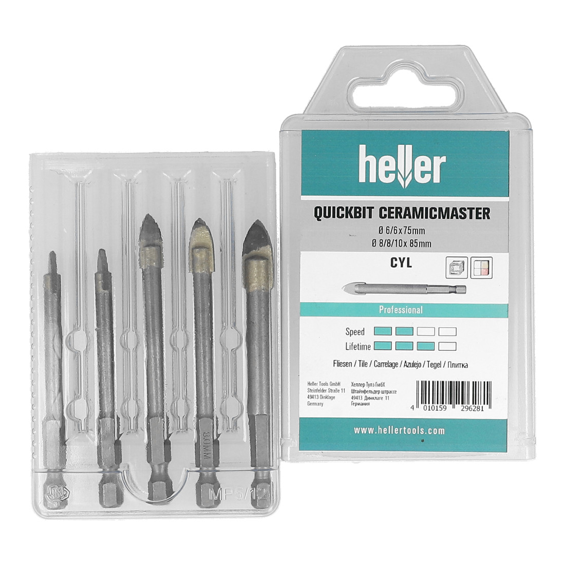 Heller QuickBit CeramicMaster, Ø6/6/8/8/10mm