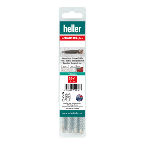 Heller Tools 4POWER SDS-plus Hammerbohrer, Durchmesser 6 x 50/110mm, 10 + 1  Stück!