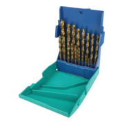 Heller Tools HSS TIN DIN 338 Forets acier, queue ronde, set de 19 pièces Ø 1/1,5/2 à 9/9,5/10-3