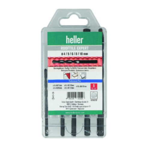 Heller Tools Rooftile Expert Dachziegelbohrer, ROTASTOP, 5tlg. Set Ø 4-10mm Rotastop