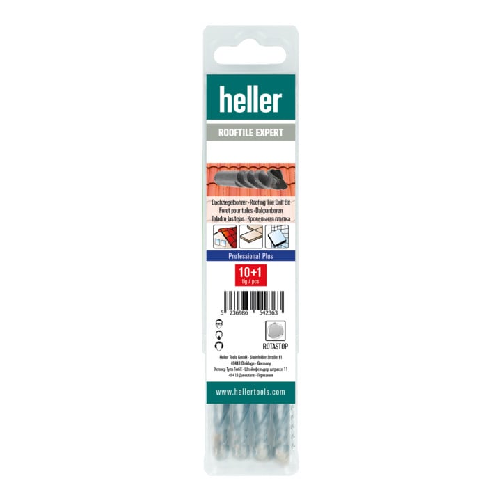 Heller Tools Rooftile Expert Dachziegelbohrer, ROTASTOP, Ø 6 x 60/100 mm