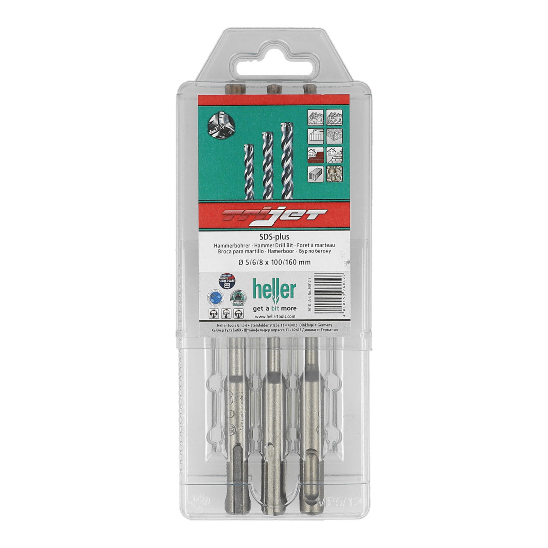 Heller Trijet SDS-plus Hammerbohrer, set 3-tlg. Durchmesser 5/6/8 x 100/160 mm