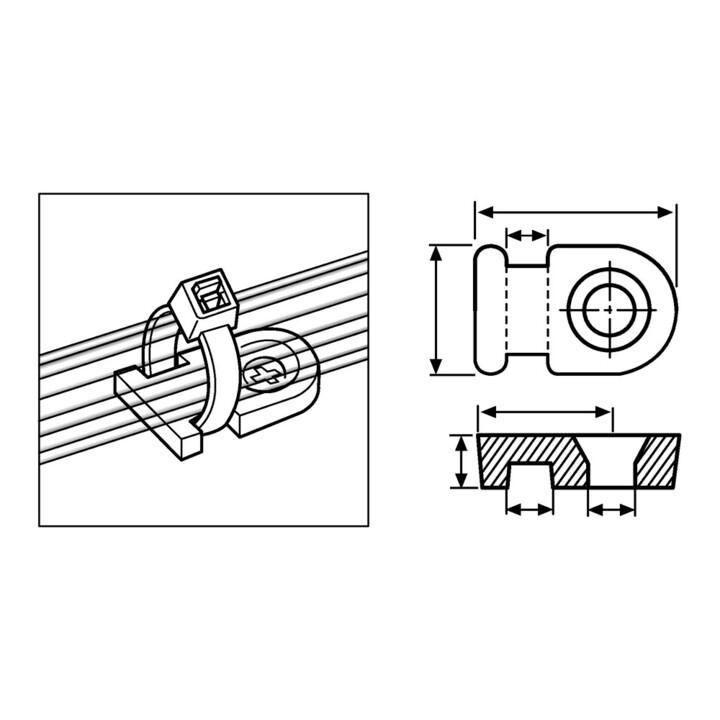 Hellermann Tyton Befestigungssockel MB2-N66-NA-C1