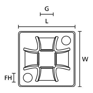 Hellermann Tyton Support de fixation socle adhésif QM30APT-A-PA66-BK 30x30mm