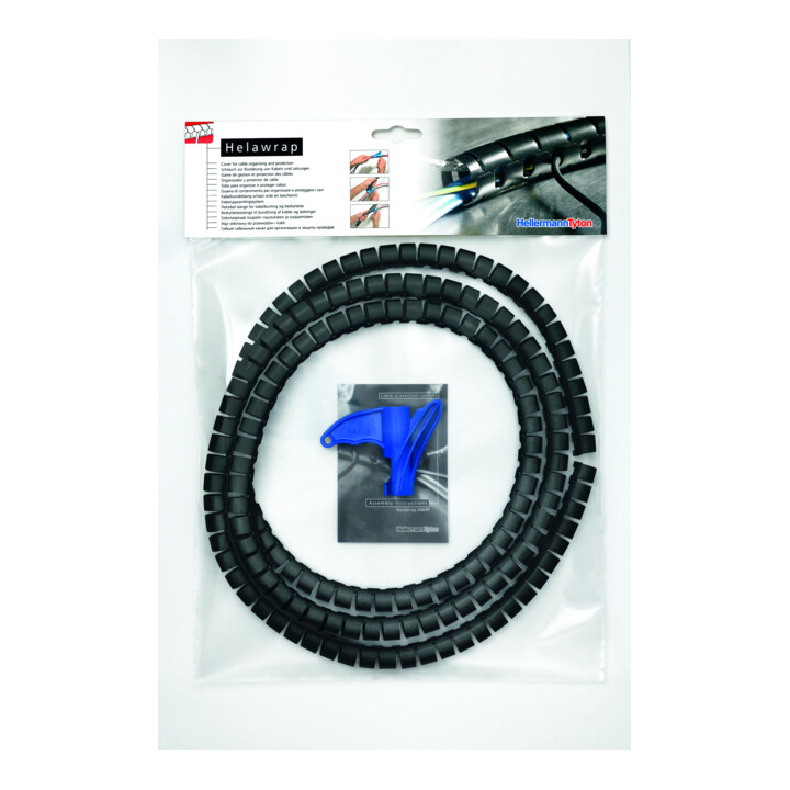 HellermannTyton Gaine spiralée + outil noir HWPP25L2 BK+WZ (2 m)