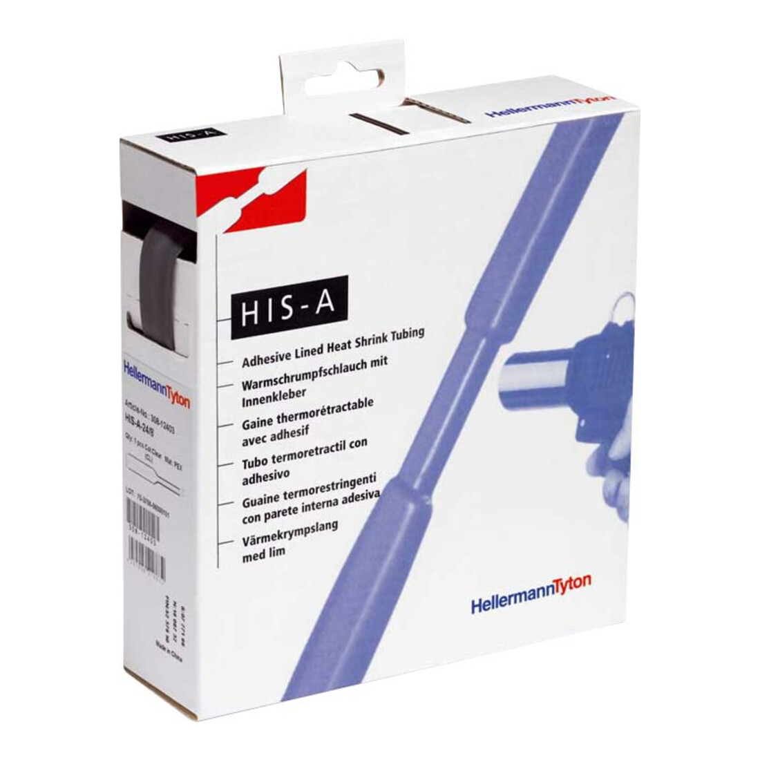 HellermannTyton Gaine thermorétractable noire 3=1 L=3m HISA-24/8-POX-BK