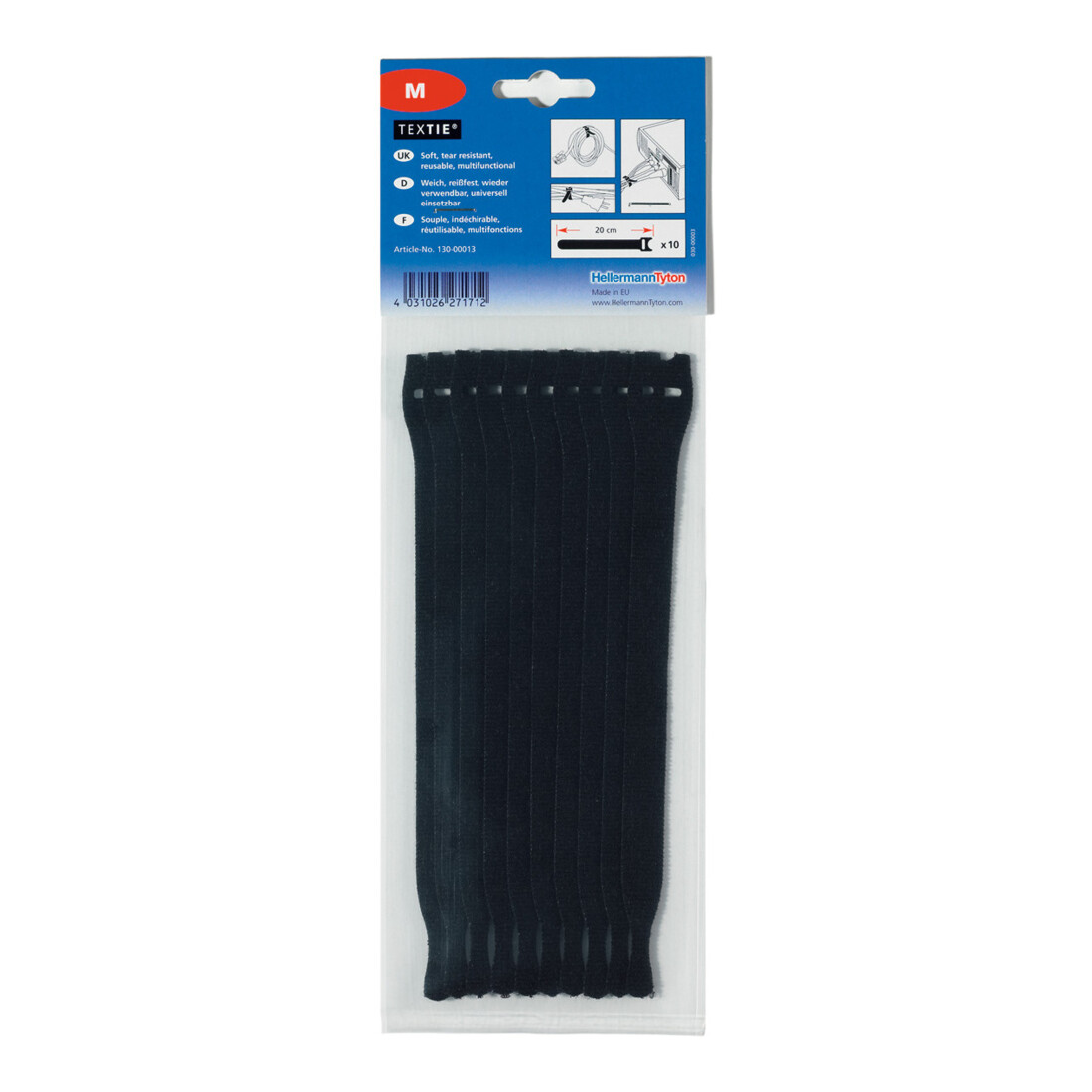 HELLERMANNTYTON Klittenbandbinder TEXTIE-set, 10-dlg., type: BL