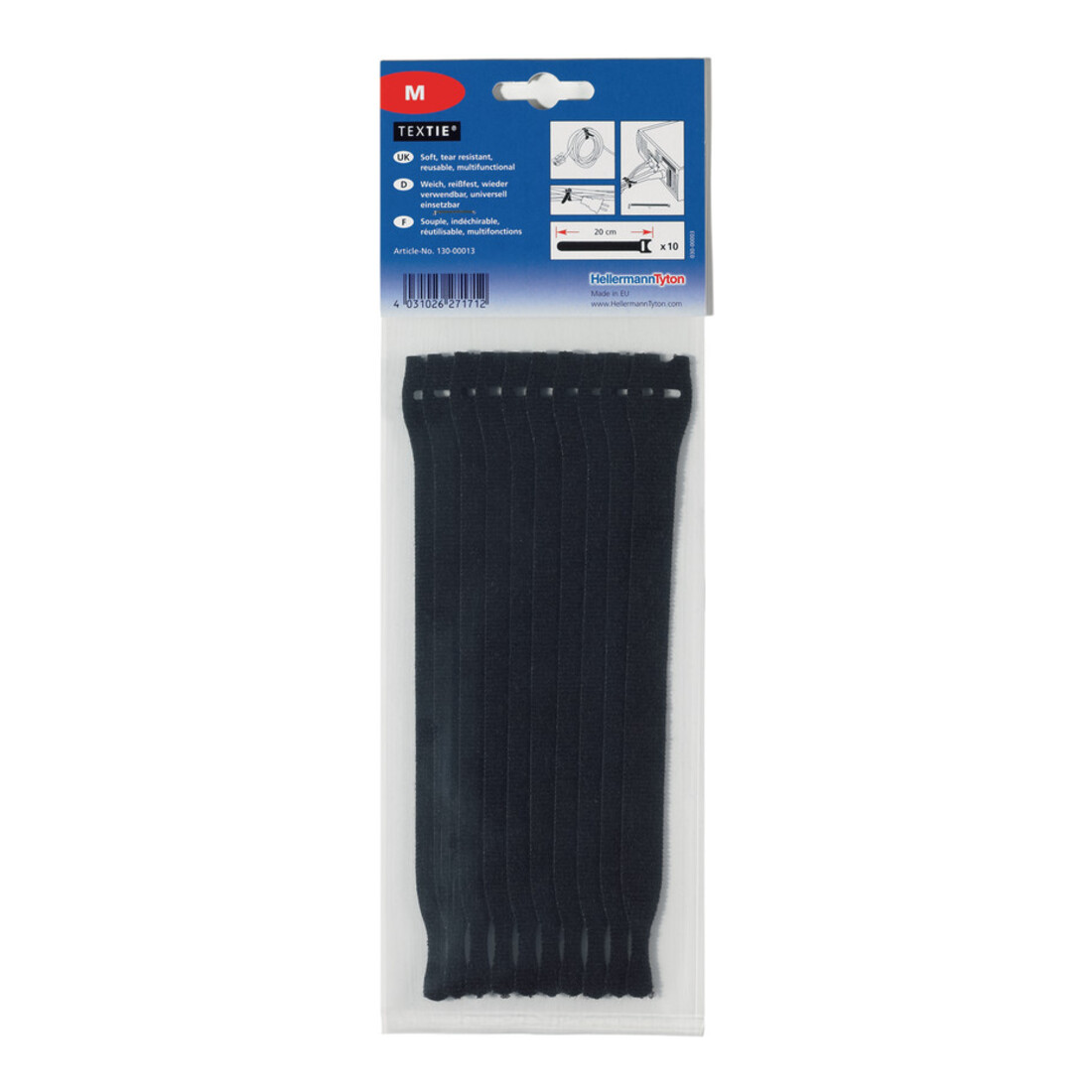 HELLERMANNTYTON Klittenbandbinder TEXTIE-set, 10-dlg., type: BL