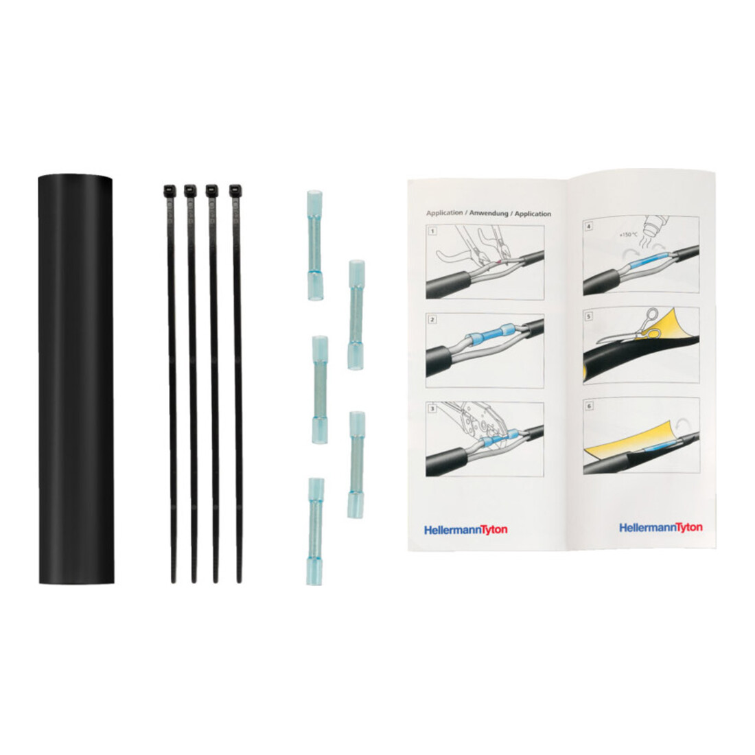 HellermannTyton Set de réparation de câble noir LVRK-L-24/6-200POXBK