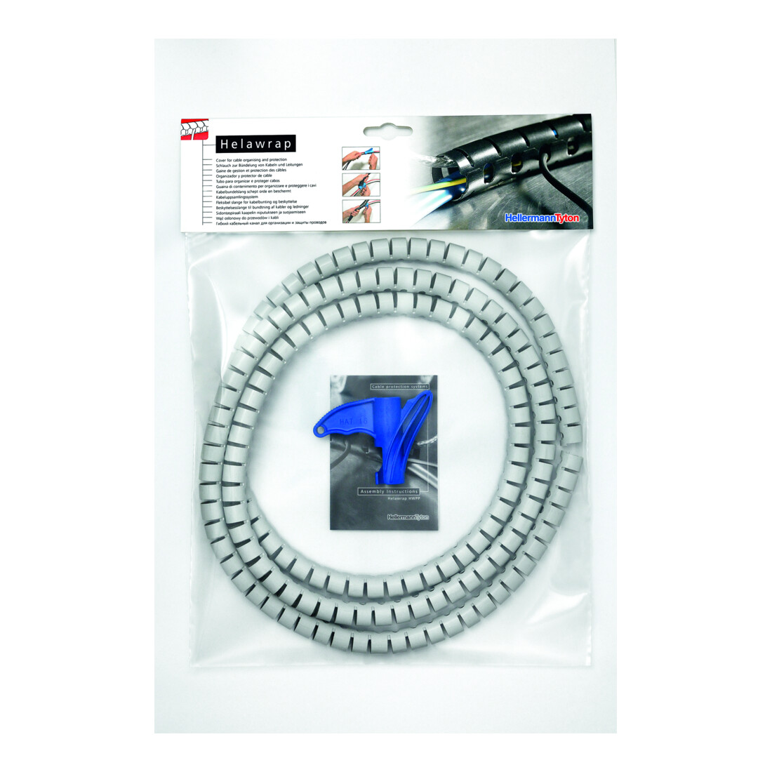 HellermannTyton Spiralschlauch +Werkzeug grau HWPP16L2 GY+WZ(VE2m)