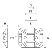 HellermannTyton Support adhésif TY8G1S-W-C1-2