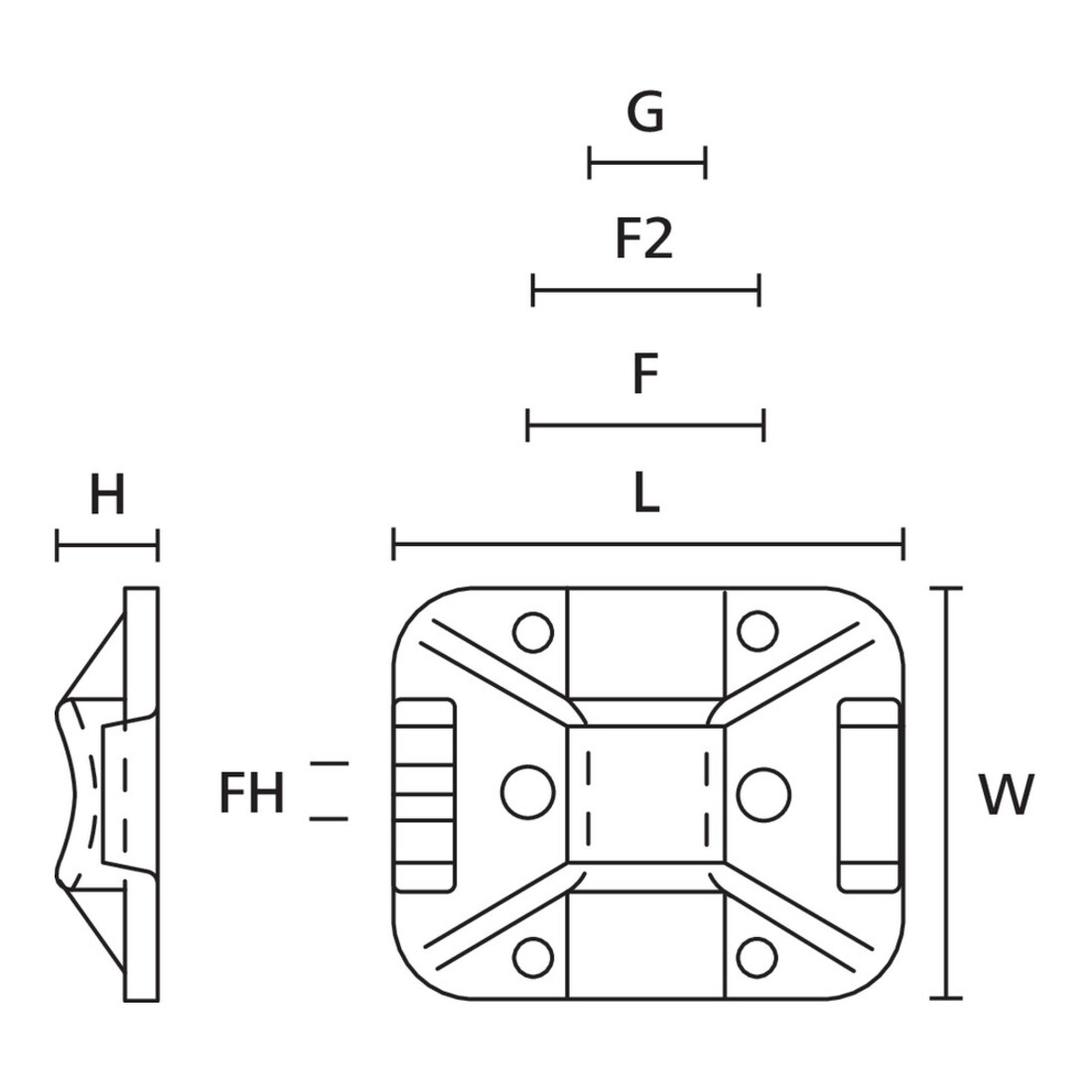 HellermannTyton Support adhésif TY8G1S-W-C1