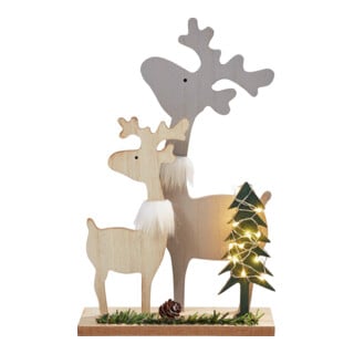 Hellum LED-Rentier Familie 524086 silberfarbenes Kupferkabel batteriebetrieben