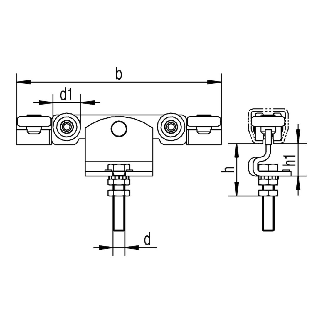 HELM Rollapparat 391 EL double rangée, à accrocher pour Prof.-Nr.300, Ø28, L206