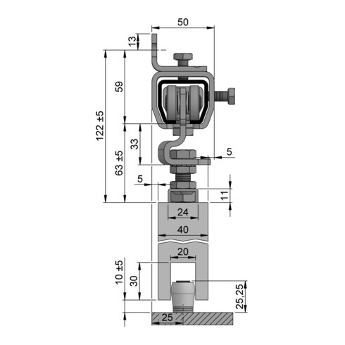 HELM WOELM, 300, Montage murale 200kg, 2000mm